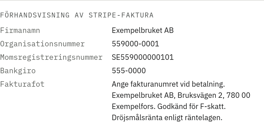 Skärmbild av Betalning via bankgiro