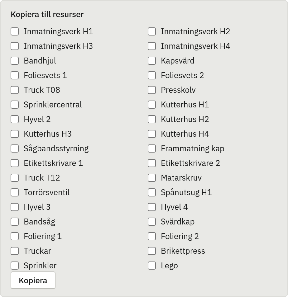 Skärmbild av Kopiera till flera maskiner